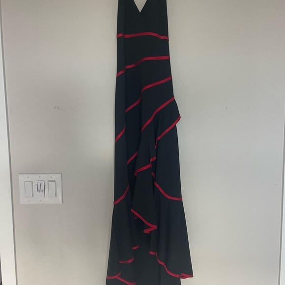 Black and red salsa Asymmetrical Halter Cocktail Sundress - Picture 3 of 11